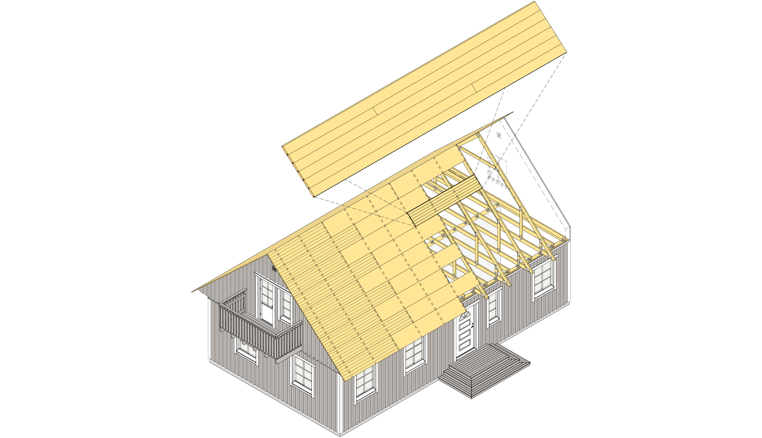 Figur 4.9 Montering av underlags- och takfotsspontsluckor.